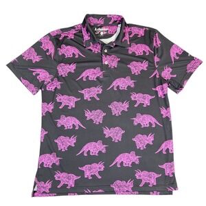 Chubbies Black and Pink Dinosaur Polo Shirt